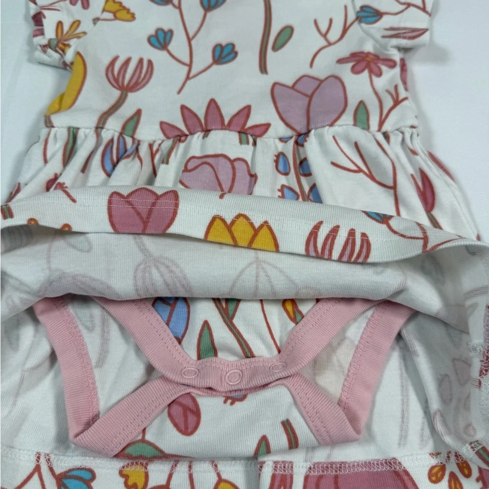 MONICA ANDY Baby Girl Organic Cotton Floral‎ Dress 0-3M Minimal Cottagecore